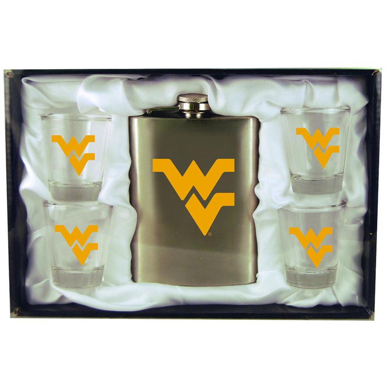8oz Stainless Steel Flask w/4 Cups | West Virginia University